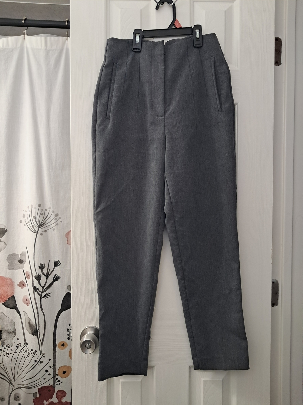 High-Waist Tailored Gray Zara Women's Pants